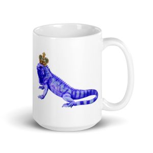 White glossy Lizard King mug